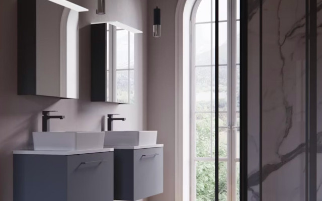 Explore contemporary elegance with our sophisticated dual sink vanity units and sleek mirrors, perfectly designed for modern bathrooms.