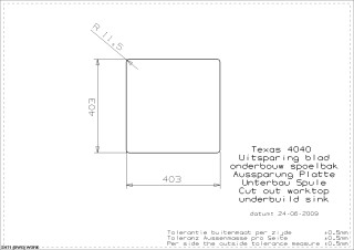 Texas 40x40 Undermount Cut Out