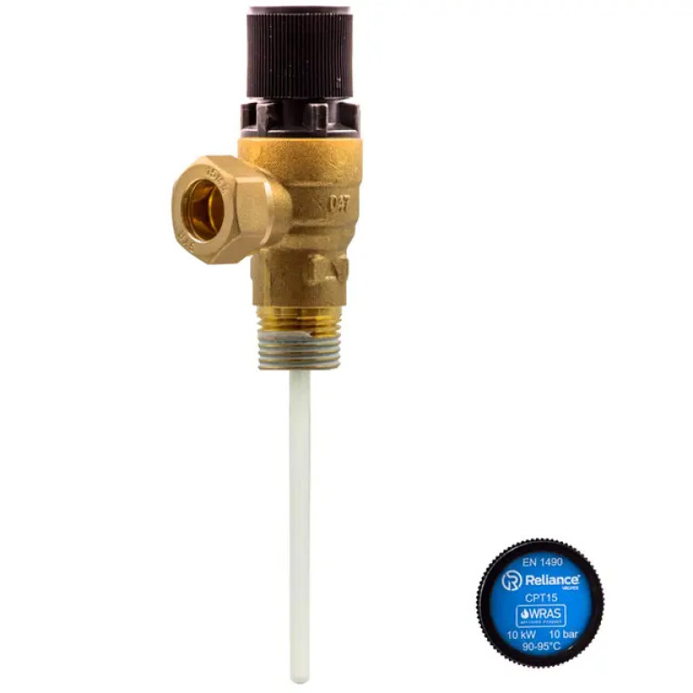 Reliance RWC 1/2 MBSP x 15mm CPT15 Pressure & Temperature Relief Valve 10 Bar PTEM540005