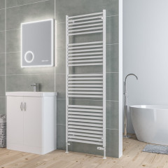 Velor 1800 x 600mm Towel Aluminium Rail - Matt White
